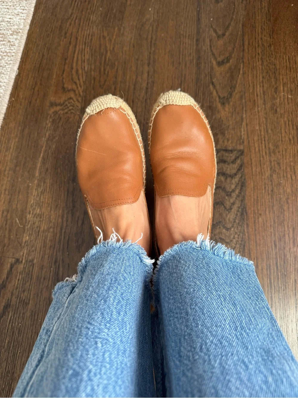 Soludos Tan Leather Espadrille Slip-Ons